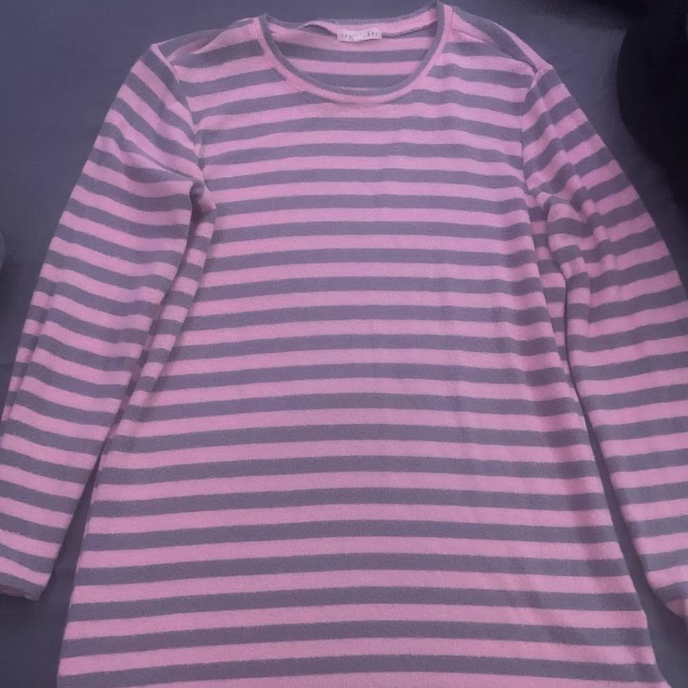 Pink & Grey Striped Sweatshirt